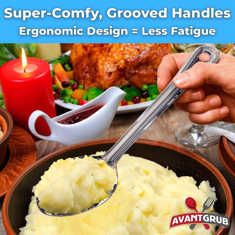 Avant Grub Super Strong  Ergonomic 11 in Serving Spoon 1 Pk. Big  Solid Stainless Steel Spoons for Cooking  Baking and Basting. Best Kitchen Flatware for Buffet and Banquet Service in Restaurants and Homes - Image 3